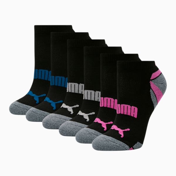 Women's Low Cut Socks [6 Pack], BLACK / BLUE, extralarge